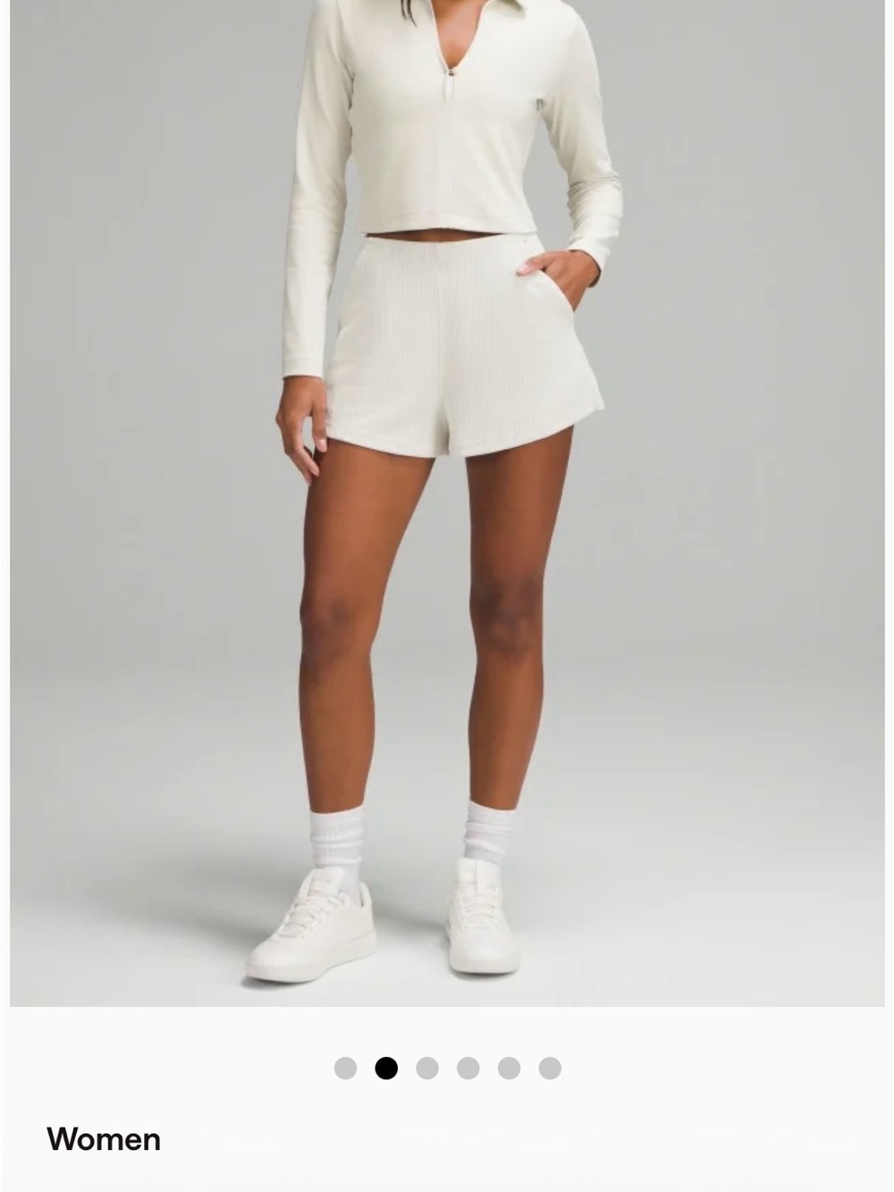 Lululemon Ribbed High-Waist Women’s Shorts — Bone
